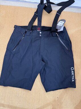 Arctica Ski Racing Traing Shorts New Sz XL Black Reflective Scotchlite Suspender